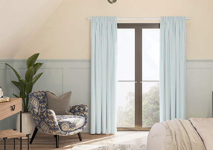 Lace Stripes, Electric Blue - Made to Measure Curtains - Image 3